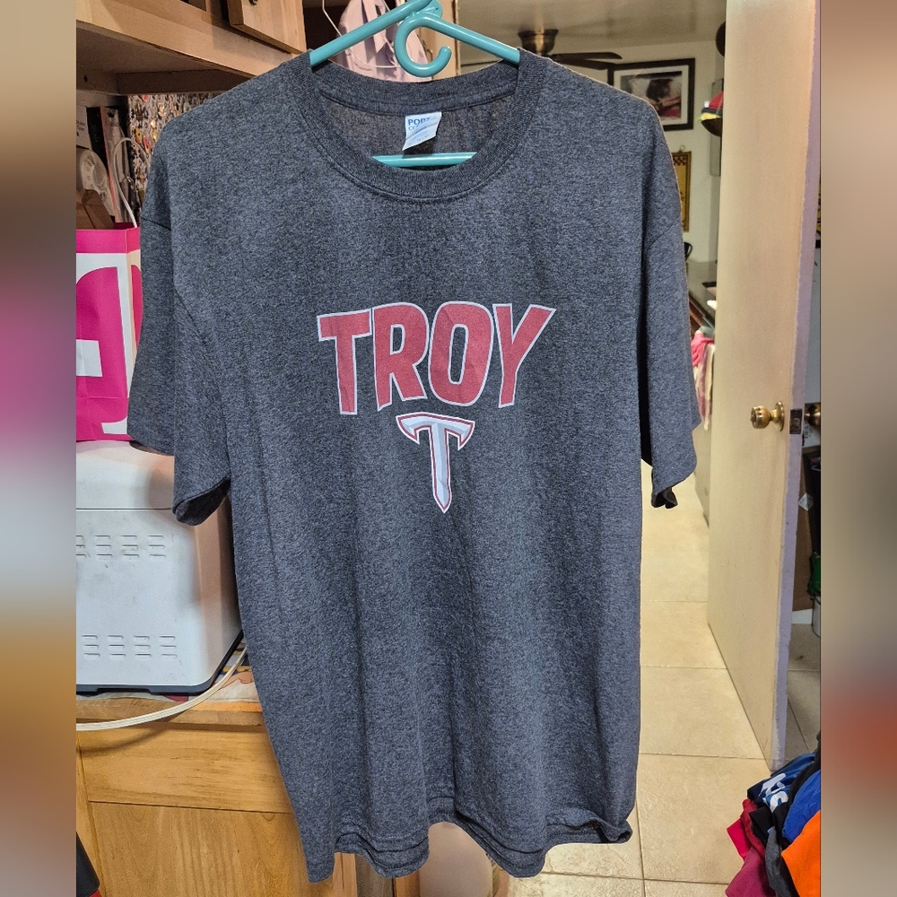 Troy University Gray T-Shirt with Red Troy Logo - Picture 2 of 5